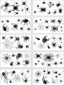 10 fogli di tatuaggi temporanei a forma di ragno, decorazioni per Ognissanti con ragnatela, kit per trucco gotico, decorazioni per feste