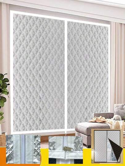 Double-Sided Blackout Thermal Insulated Curtains - Windproof, Noise Reducing, Energy Efficient, Suitable For Bedroom, Living Room, Office, Textured Design, Reversible