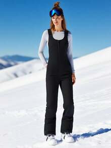 Conquer The Slopes In Style With Our Women's Waterproof Windproof Insulated Ski Pants - 黑色 - 查看 1