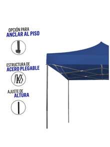 Carpa Toldo Plegable 3x3 Impermeable Y Reforzado  Color Azul Y ROJO - Azul - Ver 3