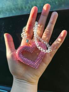 Colgante de coche - Precioso colgante decorativo de espejo retrovisor de coche con cristales brillantes - Accesorios colgantes lindos para coche - La cadena de cristal se puede usar para el espejo retrovisor, el salpicadero o la puerta del coche - Regalo de coche para niñas, brillantes rhinestones, decoración interior juguetona, decoración de alta calidad