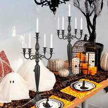 Vincidern Juego de 4 Candelabros Negros de 5 Brazos, Candelabro de Metal de 28.54 Pulgadas - Candelabro negro - Ver 11