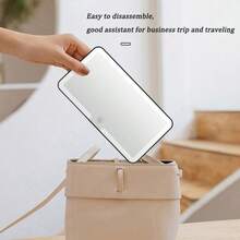 Detachable Car Vanity Mirror With Light, Passenger Side Interior Makeup Mirror For Quick Grooming, Compatible With Various Vehicles, Car Mirror Hanging Accessory, Battery Capacity: 400mAh