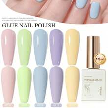 XEIJAYI 5瓶15毫升时尚彩色透明凝胶指甲油，可卸闪粉凝胶指甲油，适合夏季 - DIY家庭美甲沙龙，适合女生 - 彩色 - 查看 9