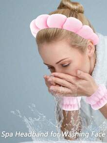 3件套水疗头带、化妆头带、洗脸头带、护肤头带、天鹅绒蓬松海绵头带、泡泡、水疗头带、腕带、女士和女孩发饰套装
