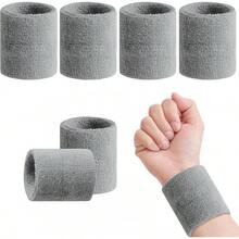 Pulseras Deportivas Antisudor (3 Pares/Algodón): Engrosadas Unisex, Ideal para Béisbol/Baloncesto/Gimnasio - gris - Ver 5