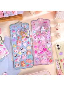 2/1pc Cute 3D Stickers, Diamond Bubble Stickers, Handmade Sticker Art, Luggage Decor, Handcraft Toy, Gift, Random Color & Style - Pink - View 5