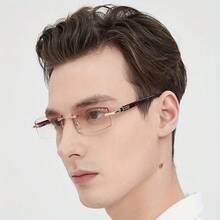 Men's Luxury Frameless Reading Glasses - Hollow Frame, Prescription Degree, Easily Wearable For Nearsightedness, Suitable For Daily And Formal Occasions - Ideal Birthday/Anniversary Gift, Exquisite Design, Comfortable Fit - 金色的 - 查看 5
