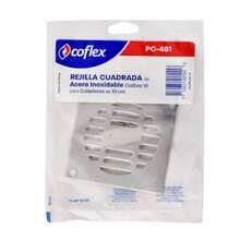 Rejilla Cuadrada de Acero Inoxidable Calibre 16 para Coladeras de 10 cm PC-461 Rejilla cuadrada Coflex, es apta para cubrir y obstruir el paso de basura o de insectos en las coladeras de patios, baños o desagües en piso, debido a que cuenta con dos orificios para tornillos, que fijan con firmeza la coladera al suelo. - Plateado - Ver 2