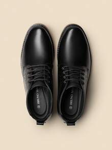 Men's Derby Oxfords Chukka Boots Formal Business Casual Leather Shoes - 黑色 - 查看 2