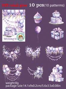 10pcs/Pack PET Transparent Balloon Sticker Pack, Scrapbooking, DIY Craft Material, "Wishing Balloon" Series With 6 Designs To Choose From - Multicolor - View 15