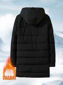 Men's Fashionable Casual Outdoor Sports Coat, Thickened Mid-Length Jacket For Winter - Black - View 2