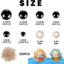 700pcs Black Plastic Crochet Safety Eyes With Washers, Suitable For 6-14mm Stuffed Animals And Amigurumi DIY Halloween Decor - Black - View 8