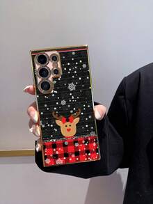 1 pieza Funda de teléfono con patrón de reno rosa chapado en 6D de TPU a prueba de golpes, adecuada para funda de teléfono interesante/funda de teléfono Galaxy/funda de teléfono Redmi/funda OPPO/funda Galaxy A05/funda Galaxy A54 5G/funda Galaxy A52/A52s 5G/funda Galaxy S21 FE 5G/funda Galaxy S23 Ultra/funda Galaxy S24 Ultra 5G/funda Poco X5 Pro