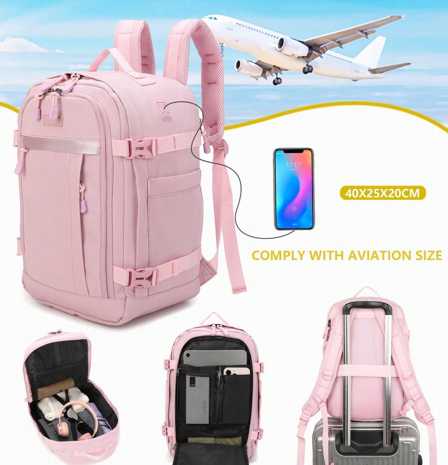 BRIJAY Ryanair Cabin Backpack 40x20x25 Cm (20L) | Waterproof Travel Backpack For Airplanes | Durable Carry-On | Daypack For Hiking, School And Work | Black/Blue/Grey/Green/Pink ✅ Delivery 24/72h