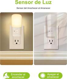 Luz de Noche Enchufable con Sensor de Luz de Atardecer a Amanecer, Lámpara Nocturna LED de Ajustar el Brillo de 0 a 80 lm, Luz Nocturna para Niños, Dormitorio, Baño, Pasillo, Aseo (2 Paquete ) - Blanco - Ver 8