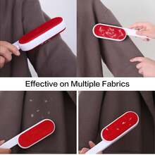 1-Piece Handheld Double-Sided Static Brush - For Cleaning Lint, Dust & Hair From Clothes, Carpets & Sofas | Ergonomic Design | Red & White Fabric