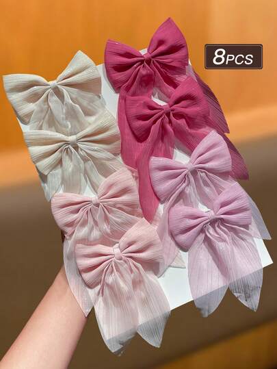 8 件套女士风格，时尚、可爱、优雅、闪亮、蝴蝶结发夹套装，适合日常使用、学校使用、女士发饰、推荐礼物、爪夹、发夹、发夹、发夹