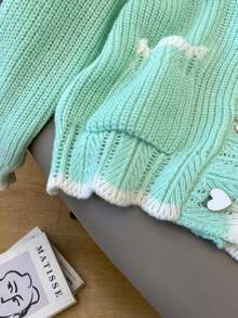 JIANHU Fresh V-Neck Loose Short Knit Cardigan, Spring/Autumn - Mint Green - View 8