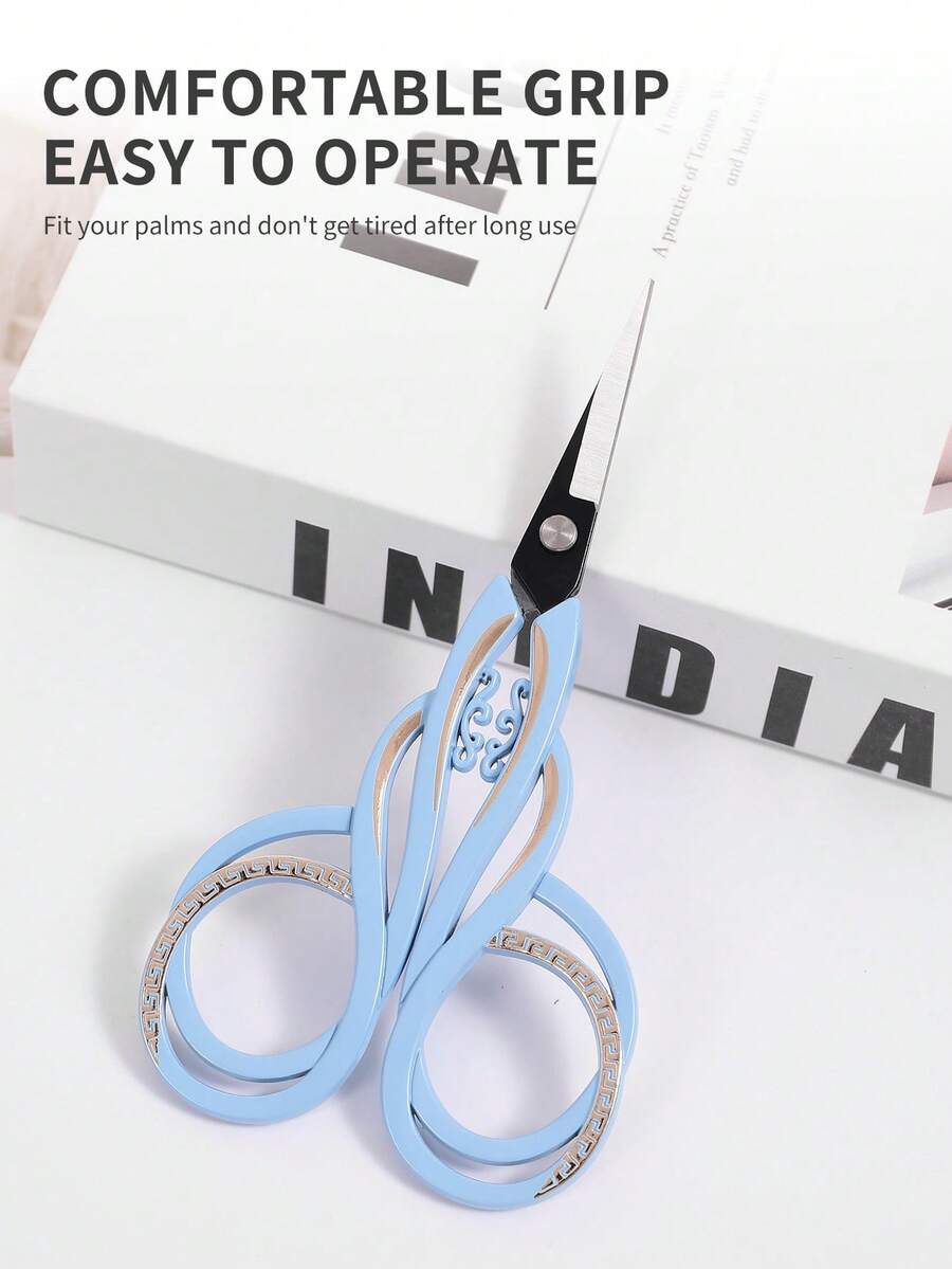 1pc Stainless Steel Ombre Precision Scissors, Multifunctional Vintage Beauty Embroidery Scissors Suitable For Facial Hair, Eyebrows, Eyelashes, Beard, Nose - Professional Beauty Scissors For Home, Travel And Outdoor Use,Makeup,Cheap,Room Decor,Vanity,Travel,Bedroom,Makeup Accessories