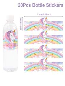 10/20 pièces Autocollants de bouteille thème licorne arc-en-ciel, Autocollants d'emballage de bouteille motif licorne arc-en-ciel rêveuse, Étiquette d'emballage de décoration de fête d'anniversaire, Autocollants d'emballage de bouteille thème licorne pour fête, Étiquettes décoratives d'autocollants de bouteille pour fête de mariage et baby shower, Décoration licorne, Décoration pour révélation du sexe, Faveurs de fête