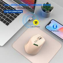 一体式无线蓝牙双模鼠标，带充电屏幕和静音操作，适用于笔记本电脑、台式机和 iPad。 - 彩色 - 查看 3