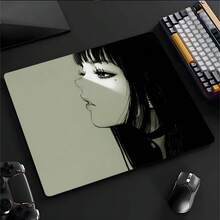 Glass Mouse Pad Black Japanese Anime Cool Hard Mouse Pads For Gaming, Professional Large Mouse Mat 17.72*15.75 Inch, Special Glass Surface With Improved Precision And Speed