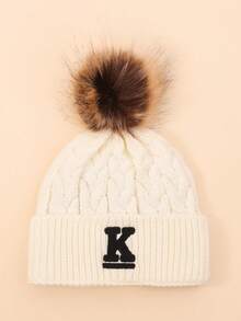 1 件儿童刺绣条纹字母白色针织帽，经典时尚休闲帽，适合男孩和女孩秋冬日常穿着和返校 - 彩色 - 查看 7