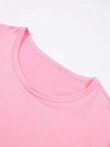 Women's Loose-Fit T-Shirt(CrewNeck)| Letter Pattern Print Cherry Bombshell | Y2K Style | Party-Suit | Sweet Girl Must-Have | Local Delivery Supported. - Hồng - Xem 2