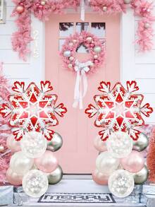 18 pièces/set Ensemble de ballons de colonne thème de Noël, comprenant des ballons en feuille d'aluminium flocons de neige de Noël, convient pour fête de Noël, fête d'anniversaire thème Noël, décoration de maison d'hiver, décoration de fête du Nouvel An