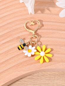 1 Stück Urlaubsstil süßer Blumen- & Bienen-Anhänger Schlüsselanhänger, Tasche/Auto Schlüssel Dekoration, geeignet als Geschenk für Familie, Freunde, Studenten zu Geburtstag/Feiertagen, Taschenzubehör Schlüsselbänder mit ID-Halter, Autoschmuck, Taschenanhänger, Weihnachtsgeschenk, Lehrer, Schwester