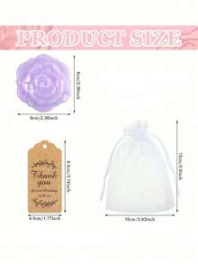 18pcs/Set, Bridal Shower Favors Rose Design Mirrors Plastic Compact Mirrors Bridal Thank You Cards With Organza Bags Wedding Party Gifts Bridesmaid Gifts For Guests Bridal Party Supplies - Purple - View 4