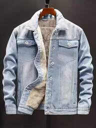 そして、男性用の厚手のデニムコート 秋冬の新しいラムメンズカジュアル暖かいジャケット