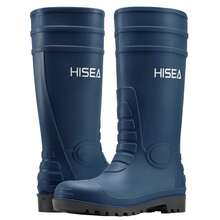 HISEA Men's Rain Boots PVC Rubber Boots, Waterproof Garden Fishing Outdoor Work Boots, Durable Slip Resistant Knee Boots For Agriculture And Industrial Working - 藏蓝色 - 查看 1