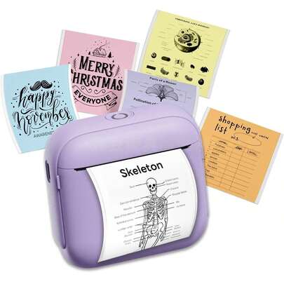 1 st. bärbar mini-fickskrivare för studenter, liten fotoetikettskrivare för hemmabruk, trådlös HD-utskrift, tydligt innehåll, kompakt och bekväm, omedelbar inspelning, sökning och utskrift, spela in underbart liv när som helst, perfekt present till vänner på födelsedag, jul, nyår