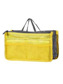 Purse Organizer Handbag, Tote Bag Organizer Insert - 13 Pockets, Upgrade Large Capacity, Waterproof Nylon Perfect Cosmetics Travel Pouch For Make Up Simple Foldable Storage Bag, Multifunctional Organizer