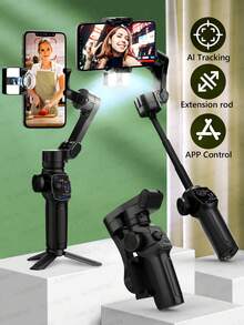 AXNEN 3-Axis Smartphone Gimbal Stabilizer With Extendable Pole, Foldable And Portable, Suitable For Android Smartphones, For Vlogging And Live Streaming - Multicolor - View 2