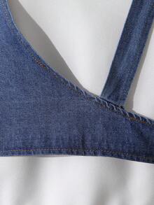 3 件套小男孩休闲套装：纯色运动衫 + 宽松牛仔裤 + 时尚牛仔背心 - 白色 - 查看 4