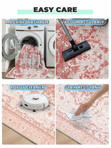 1 st. mjuk och plyschig matta, lämplig för vardagsrum och sovrum, finns i flera storlekar, fluffig och bekväm, maskintvättbar - Rosa - Visa 10