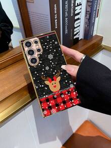 1 pieza Funda de teléfono con patrón de reno rosa chapado en 6D de TPU a prueba de golpes, adecuada para funda de teléfono interesante/funda de teléfono Galaxy/funda de teléfono Redmi/funda OPPO/funda Galaxy A05/funda Galaxy A54 5G/funda Galaxy A52/A52s 5G/funda Galaxy S21 FE 5G/funda Galaxy S23 Ultra/funda Galaxy S24 Ultra 5G/funda Poco X5 Pro