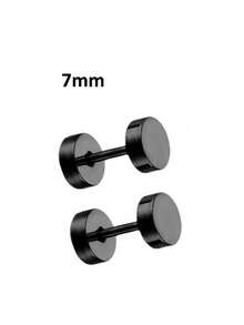 1 件不锈钢圆盘杠铃耳环，男女通用，适合日常佩戴