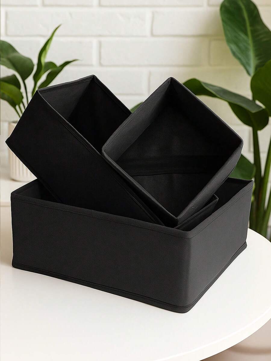 1/3/6pcs Non-Woven Fabric Storage Boxes, Clothes Closet Divider Storage, Foldable Storage Box Set, Clothes Bra Socks Underwear Organizer Box, Drawer Wardrobe Dust-Proof Storage Box, Suitable For Wardrobe Drawer Desktop Storage