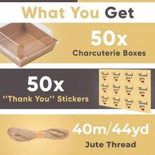 50 Pack Small Charcuterie Boxes With Lids - To Go Paper Charcuterie Box, Disposable Food Containers, 5Inch Dessert Boxes - Sandwich, Cookie, Sushi, Cake Slice, Strawberries Brown - 棕色 - 查看 3