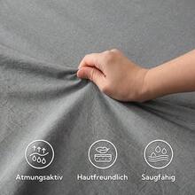 SOULFUL Fitted Sheet 140 X 200 Cm, 100% Washed Cotton Flat Sheet Up To 25 Cm Mattress Height, Breathable With Linen-Like Handle, Oeko-Tex Certified, Sage Green - Grey - View 5