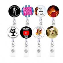 8pc Funny [Badge] [Reel] Retractable For [Nurse]S Medical And Nursing Cute Cool ID Tag Card Holder Clips For Office Work Doctor Student For Men And Women Lanyard Supplies Accessories B - B - 查看 1