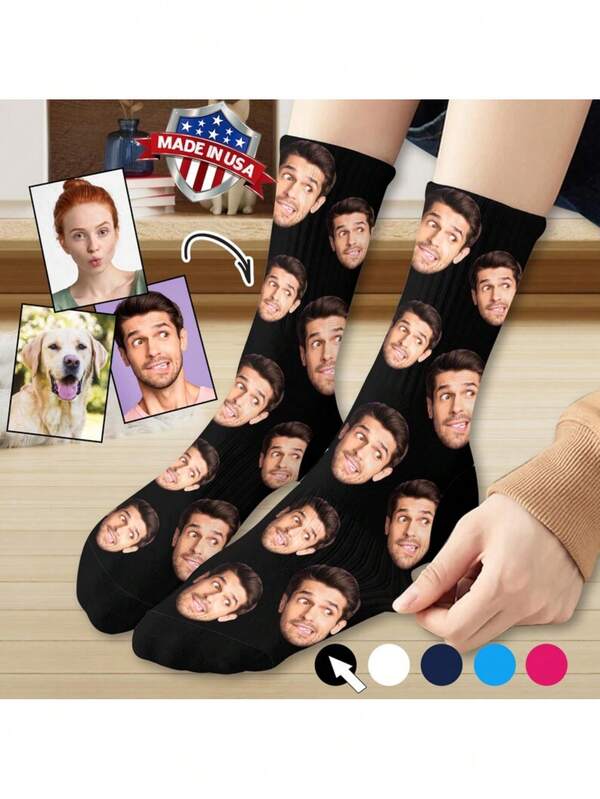 Custom Face Socks – 1 Pair Personalized Photo Socks With Any Picture, Funny Custom Printed Socks For Men, Women, Kids, Teens, Boys, Girls, Couples, Friends, Family, Pets – Unique Customized Socks With Your Face, Dog, Cat, Baby, Husband, Wife, Boyfriend, Girlfriend