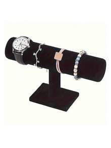 1 قطعة حامل سوار من المخمل الأسود الأنيق على شكل حرف T - حامل مجوهرات على المنضدة، هدية عيد الأم، مناسب لحالات العرض التجاري، لا يحتاج إلى كهرباء، قاعدة بلاستيكية قوية، مناسب للقلائد والأساور والساعات، حامل ساعات مخملي، سطح مخملي ناعم للنساء، منظم متعدد الوظائف للمكتب، لا يعمل بالكهرباء - مناسب لأنواع التركيب الأخرى من برج المجوهرات البيضاوي