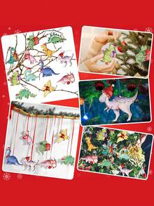 24pcs Christmas Tree Dinosaur Theme Design Unique Holiday Wooden Hanging Decorations (Hats, Scarves, Sweaters), Suitable For Holiday Trees, Home, Kitchen, And Party Decorations, Seasonal Kitchen Decorations | Classic Christmas Style | Vibrant Holiday Colors, Dinosaur Christmas Decorations