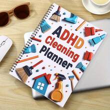 36-Page ADHD Cleaning Planner - Customizable Home Organizer With Cleaning Schedule Template And To-Do List - Adult Undated Cleaning Planner For Home, Kitchen, Bathroom, And Office - Durable Paper Cover Design, Fun Illustrations, And Colorful Spiral Binding