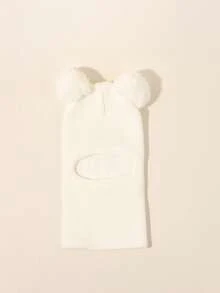 1 件男女通用黑色幼儿无檐小帽，双绒球儿童和婴儿无檐小帽，Y2k 风格，新生儿户外针织帽，温暖冬季帽适合日常通勤 - 彩色 - 查看 32